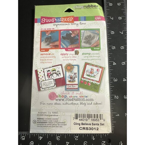 Stampendous Cling Rubber Stamp Set Believe Santa CRS3012  New - Picture 2 of 3